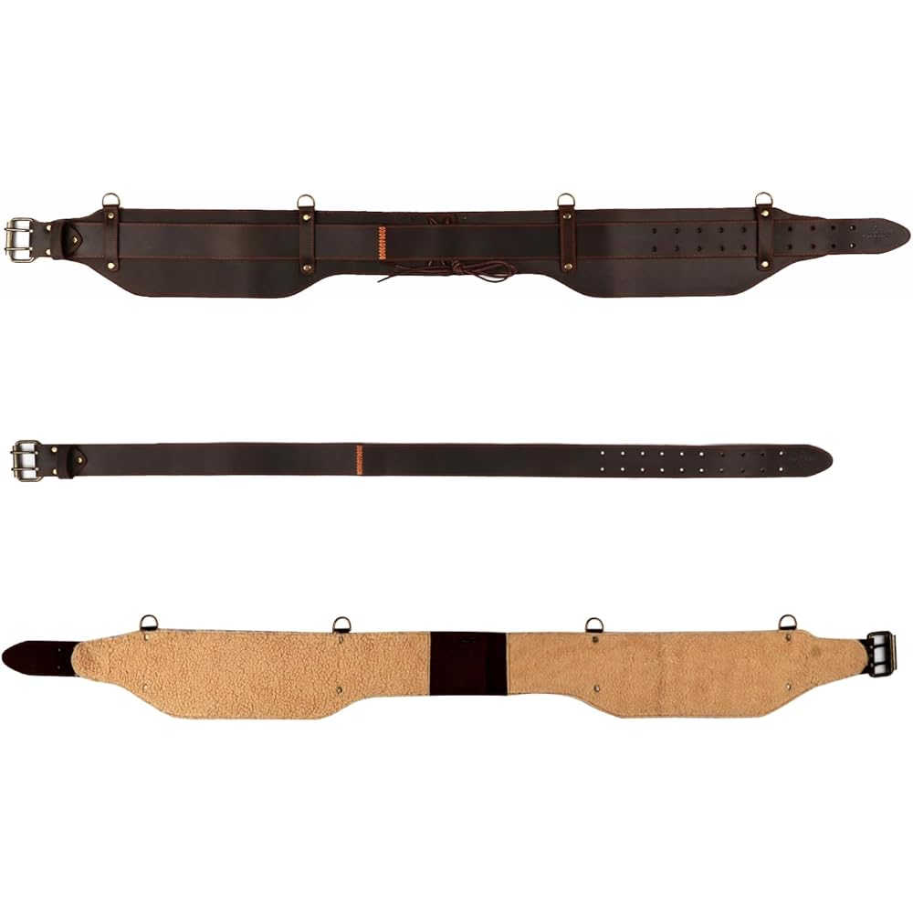 Tourbon Ceinture à outils en cuir véritable avec bretelles robustes pour électricien, charpentier : Bricolage