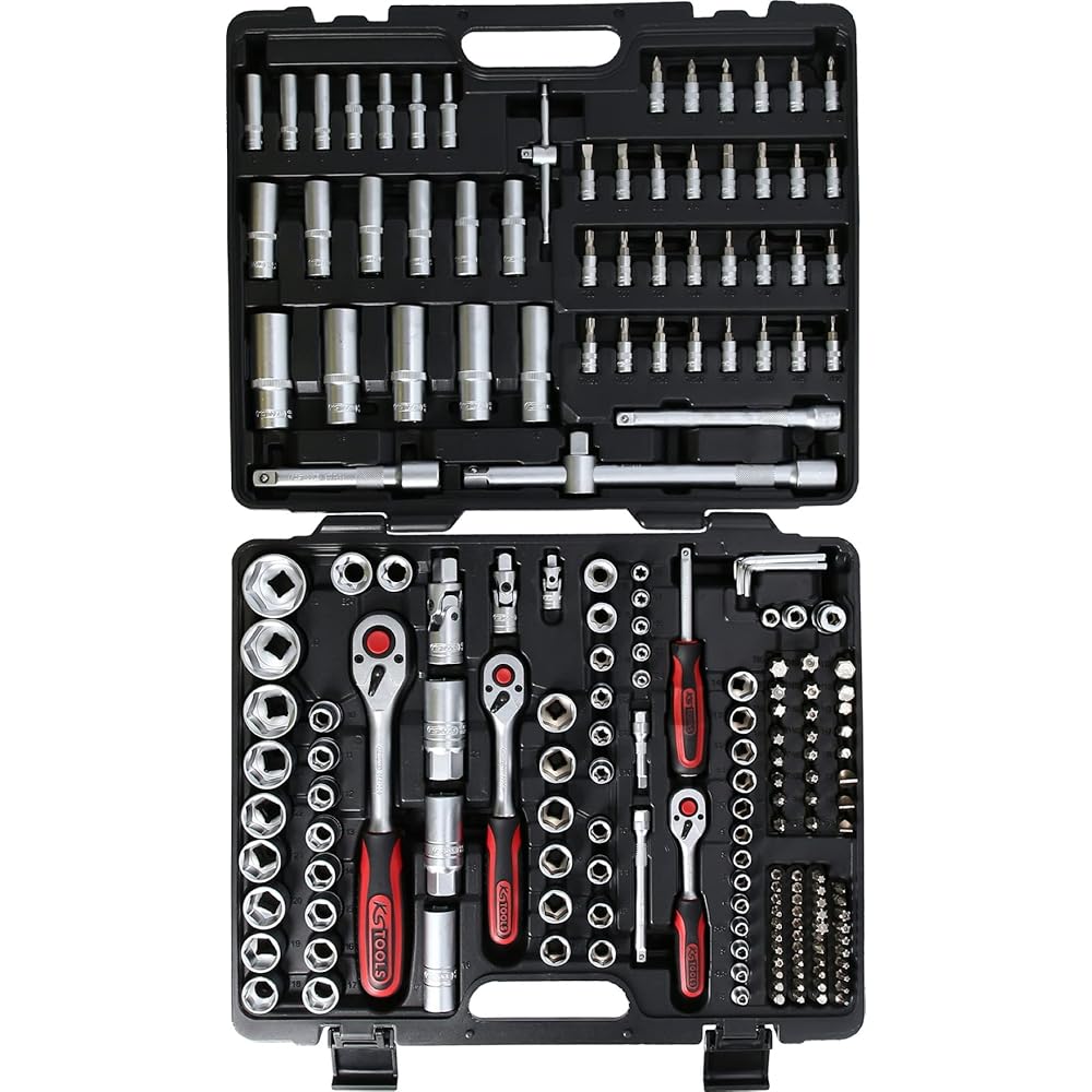 KS Tools 917.0795 - Caisse à Outils Complète en Coffret Douille de 1/4", 3/8" et 1/2" & BGS 1196 | Jeu de clés mixtes | 6-32 mm : Bricolage