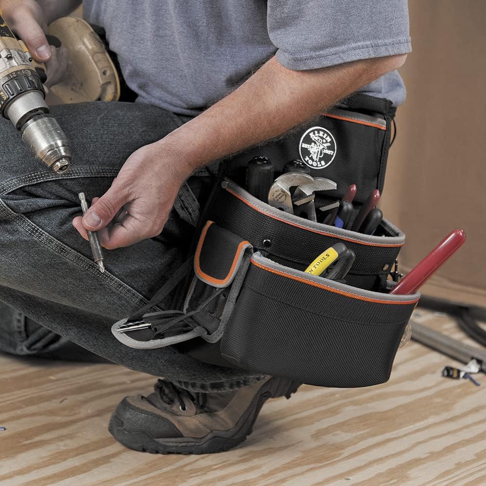 Klein Tools Tradesman Pro 55428 Ceinture à outils rembourrée et pochette à outils pour un confort et une durabilité longue durée Taille L : Bricolage