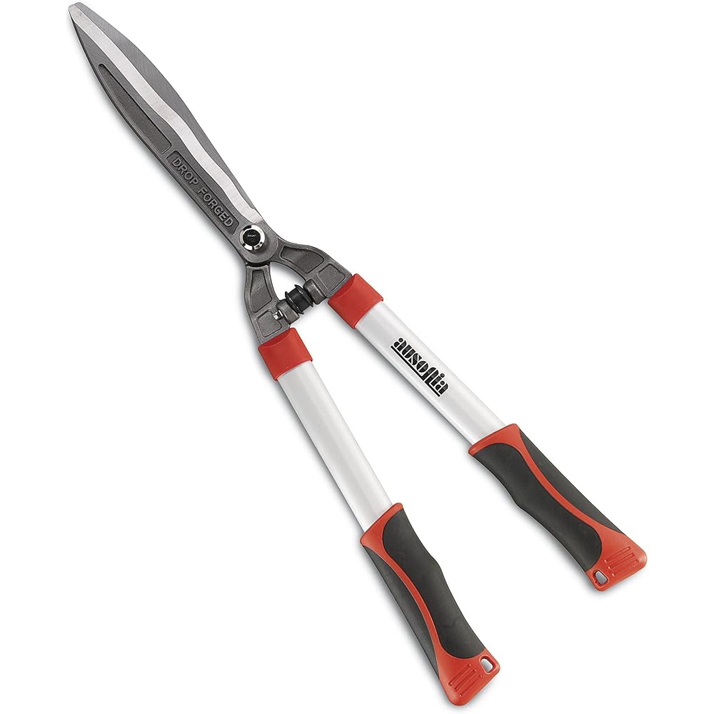 AUSONIA - 31217 TAILLE-HAIES CISAILLES A HAIES AVEC LAMES FORGÉES ONDULÉES EN ACIER, MANCHES TUBULAIRES OVALES RENFORCÉS D’ALUMINIUM DE 61 CM : Jardin