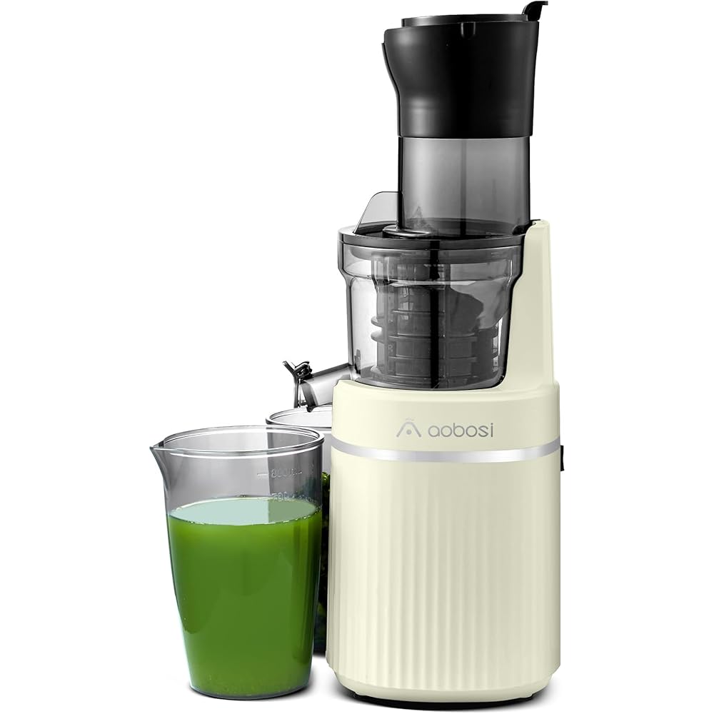 AAOBOSI Extracteur de Jus de Fruits et Légumes Entiers, Slow Juicer Presse à Froid Avec Ouverture de 80 MM/Fonction Inverse/Moteur Silencieux/Sans BPA/Vert : Cuisine et Maison
