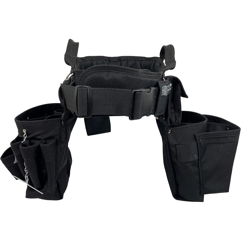 BOULDER BAG Ultimate Electrician's MAX Combo avec ceinture à outils de soutien dorsal confortable, boucle à dégagement rapide, ceinture à outils robuste, noir, (taille M de 71 à 81 cm), ceinture à : Bricolage