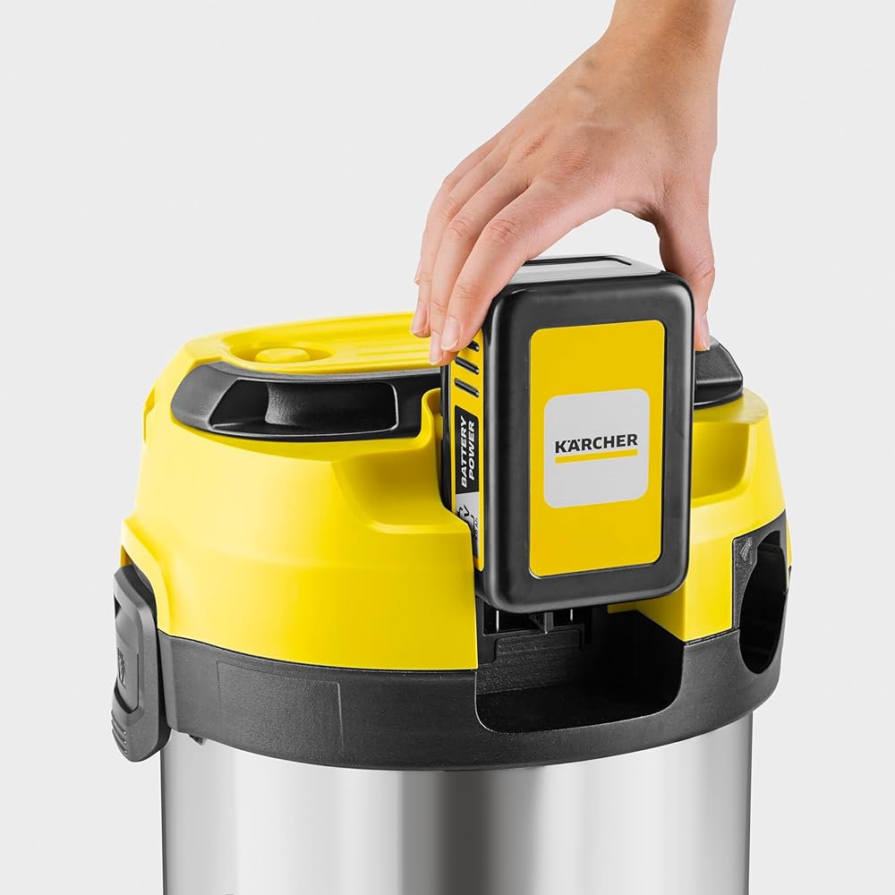 Kärcher WD 3-18 1.628-575.0 NASS-/Trockensauger 225W 17l Ohne Akku, Aspirateur Eau & poussière sur Batterie, Alu, Jaune, 18 V : Cuisine et Maison