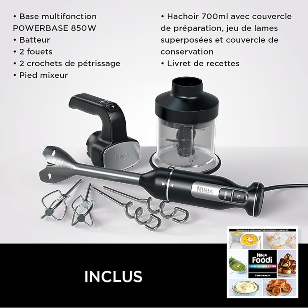 Ninja Foodi Mixeur et Hachoir à Main 3-en-1 850W