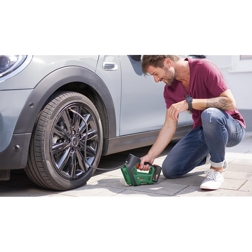 Bosch Home and Garden - Pompe à air/compresseur d'air - UniversalPump 18V (sans Batterie, système 18V, pour Les pneus de Voiture, de Moto et de vélo, 150 PSI, 10,3 Bars, Emballage en Carton) : Commerce, Industrie et Science