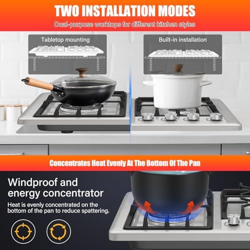 Plaque de cuisson gaz 4 feux inox encastrable