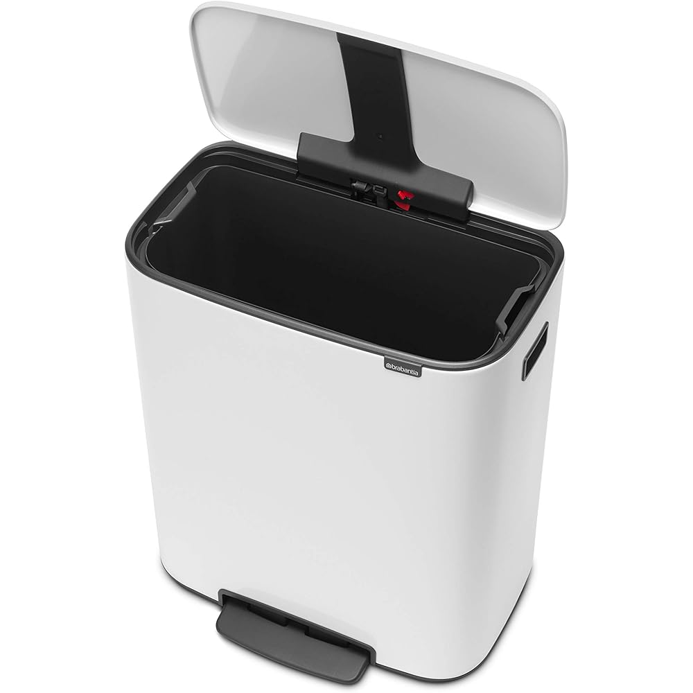 Brabantia - 211300 - Poubelle à pédale Bo, avec 1 seau intérieur, 60L - Blanc : Cuisine et Maison