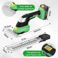 WORKPROX Cisaille Sculpte-Haie sans Fil 20V, Taille-Herbes Électrique avec Batterie 2,0Ah, Longueur/Largeur de Coupe 20 cm/14,5 cm, Ø8 mm, Outil de Jardin pour Gazon, Haies et Élagage, Noir & Vert : Jardin