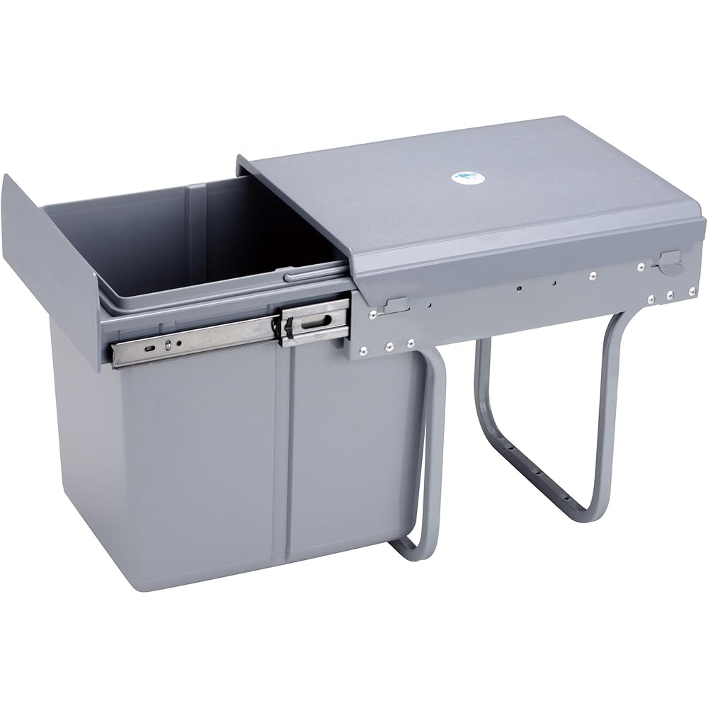 Poubelle de recyclage pour meuble de cuisine, poubelle sous évier 20 L, fixation inférieure et retrait manuel, poubelle amovible, avec couvercle : Cuisine et Maison