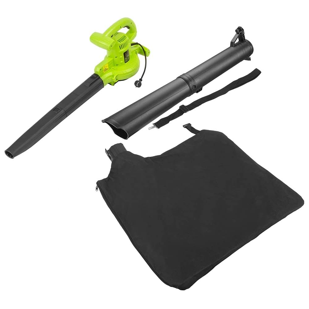 BAKAJI Extracteur de feuilles électrique de jardin 3 en 1 aspirateur déchiqueteuse et souffleur à feuilles, puissance 3000 W avec réservoir de collecte 40 l et bandoulière pour entretien, avec fil : Jardin