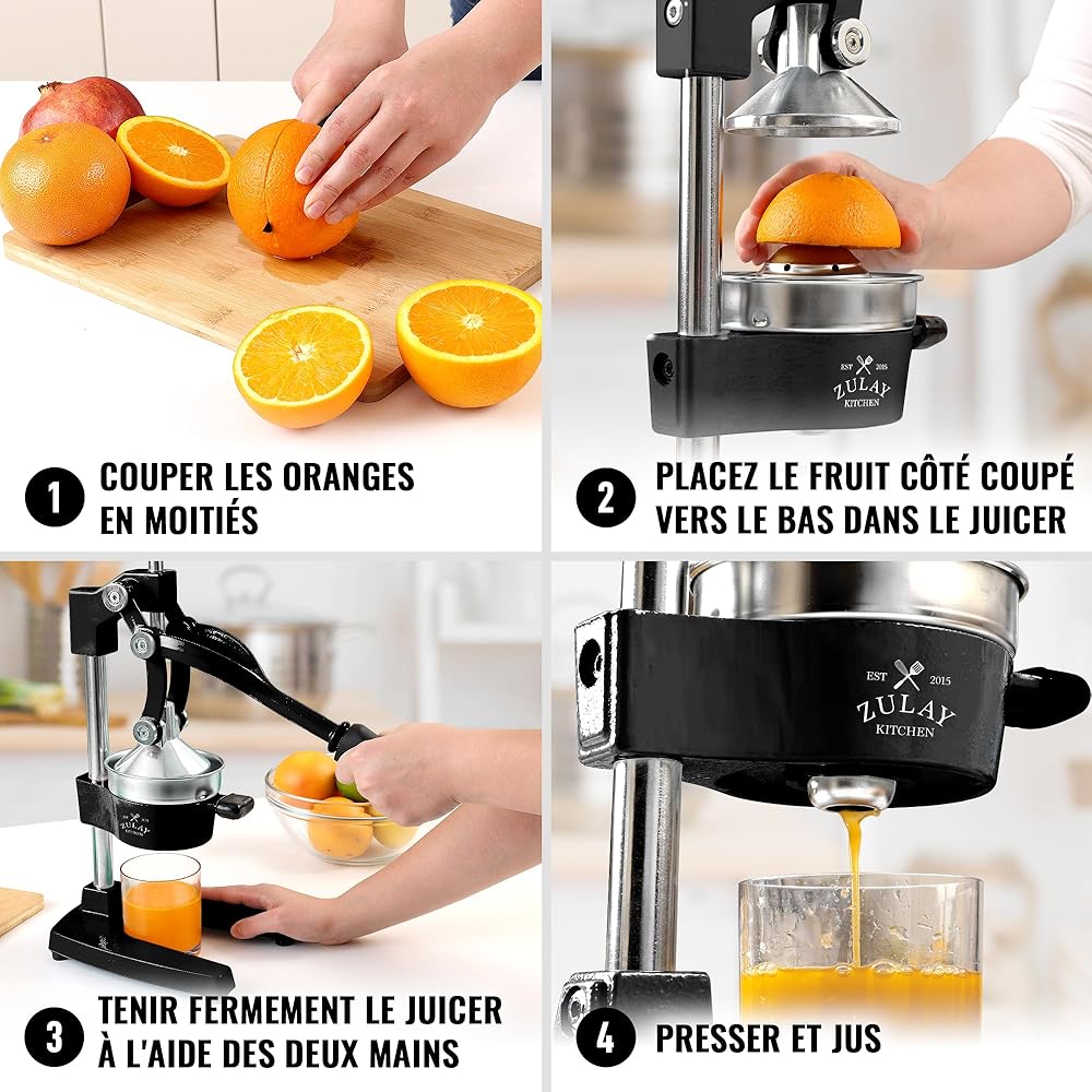Zulay Kitchen citrus juicer professional - manuel presse-agrumes et orange squeezer - métal citron squeezer - qualité haut de gamme manuel heavy duty juicer orange et citron vert squeezer presse sup : Cuisine et Maison