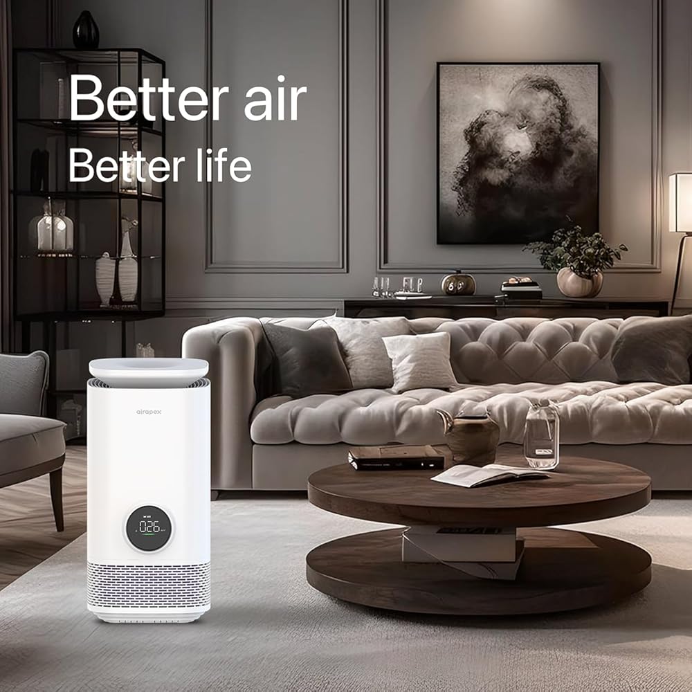 AIRAPEX Purificateur d'air et humidificateur évaporatif combiné pour chambre à coucher avec filtre HEPA autonettoyant Nettoyeur d'air Allergies Animaux de compagnie Poussière Fumée Pollen Odeur -T7pro : Cuisine et Maison