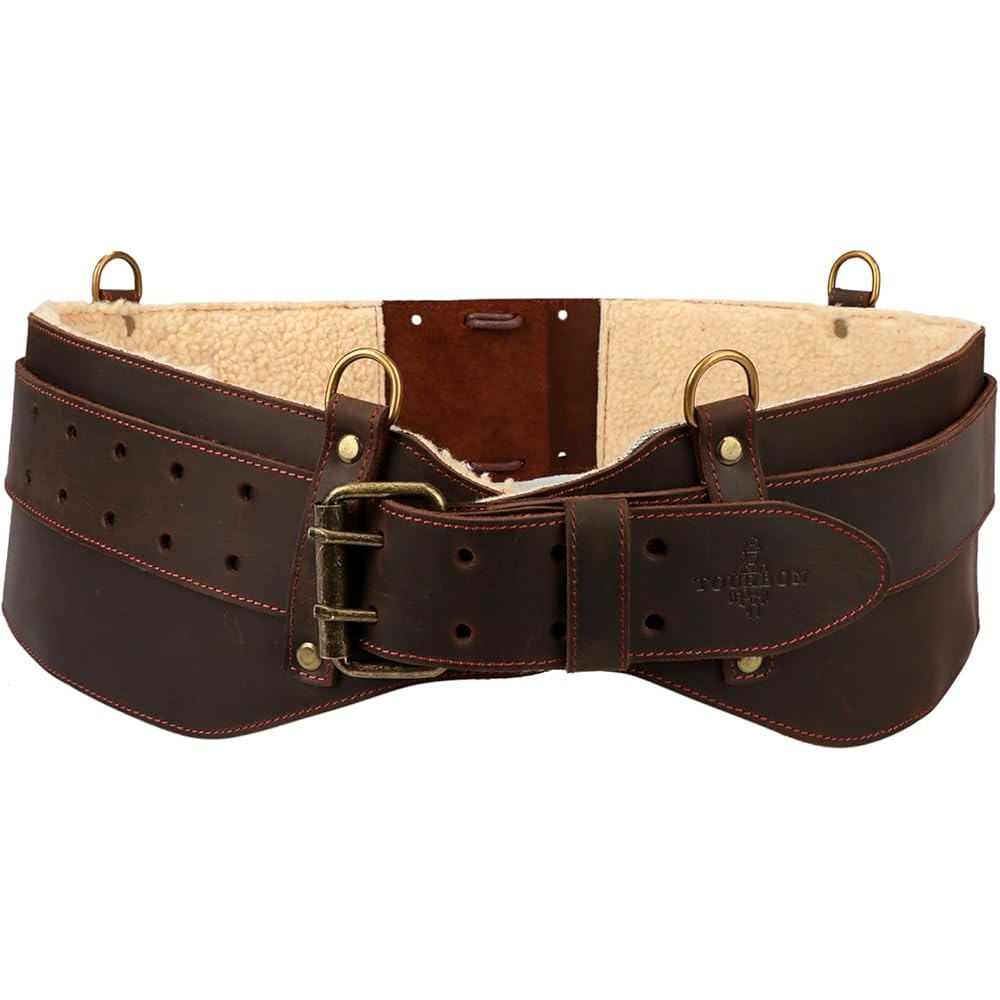 TOURBON Ceinture à outils en cuir véritable pour menuisiers électriciens Ceinture de travail rembourrée Système de ceinture Stronghold : Bricolage