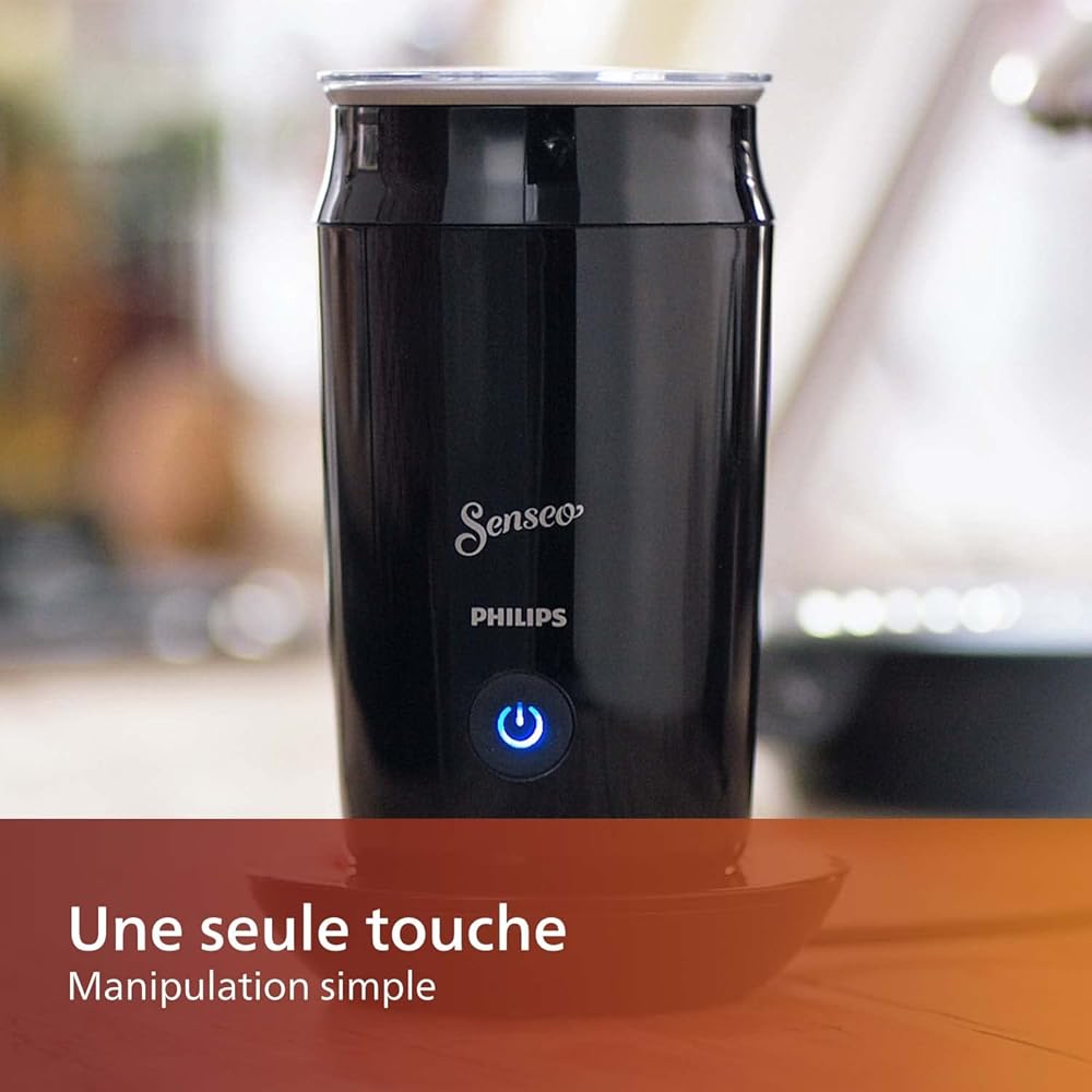 Philips SENSEO Ⓡ Milk Twister - Mousseur à Lait Chaud et Froid, pour 2 Cappucinos, Revêtement Antiadhésif, Noir (CA6500/60) : Cuisine et Maison