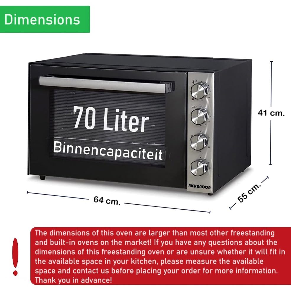 Merkador Four autonome XXL 70L, 2000W avec rôtisserie