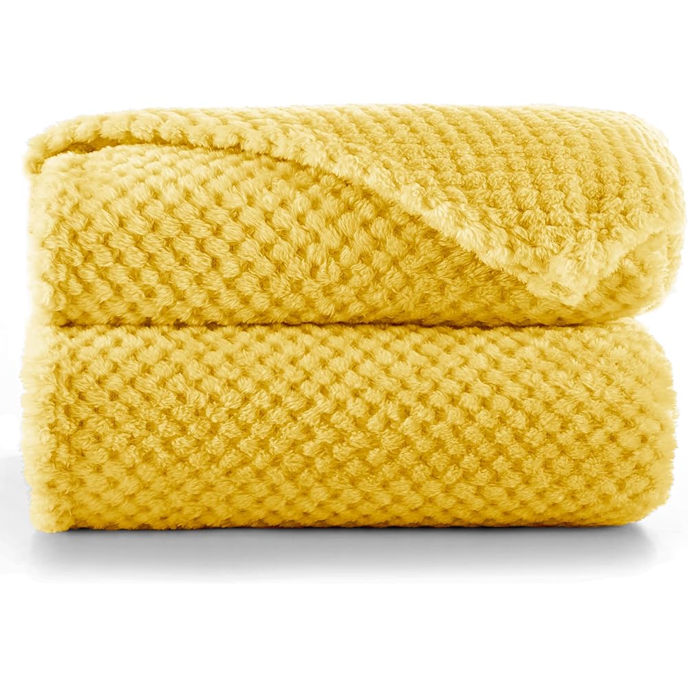 DecoKing Henry Couverture Douillette 170 x 210 cm en Microfibre Jaune Moutarde Couvre-lit Couvre-lit Polaire Doux et Douillet Style scandinave Jaune : Cuisine et Maison