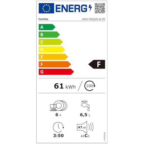 Comfee TD602E-W Lave-vaisselle compact pose libre