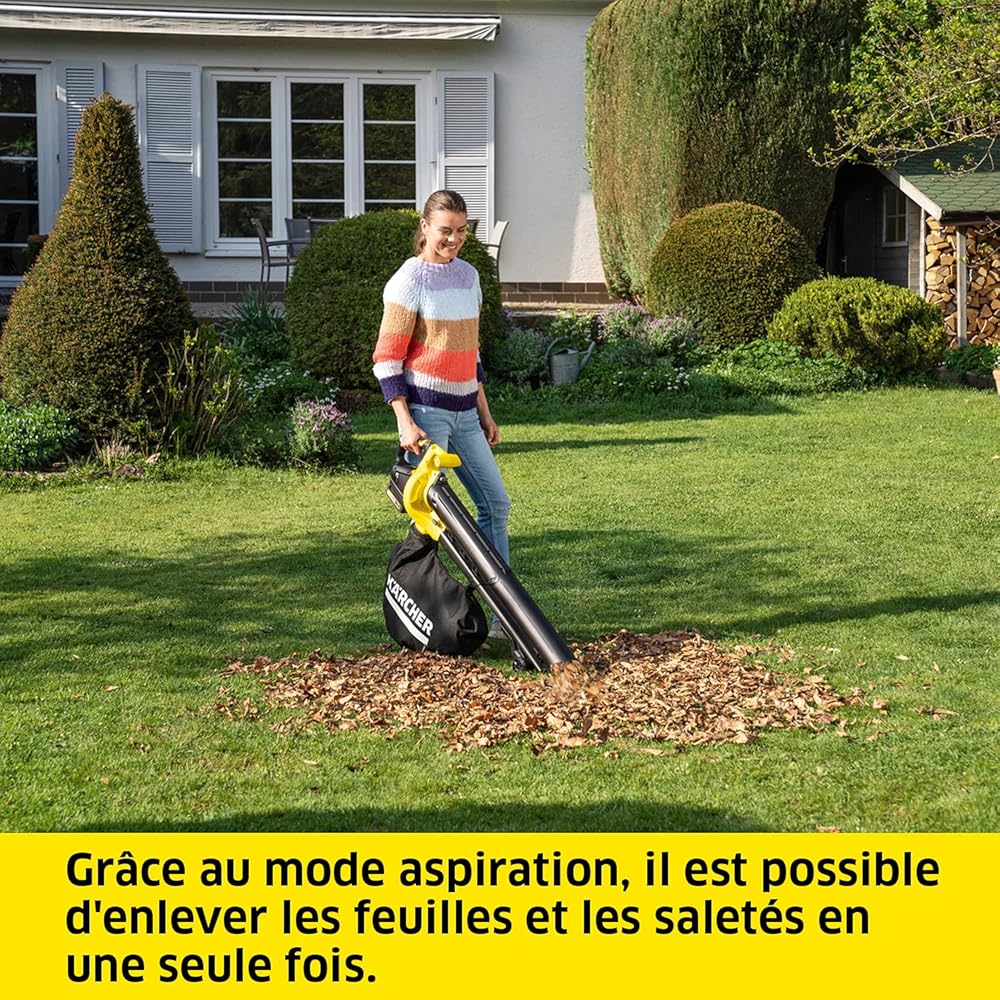 Kärcher 1.444-100.0 Souffleur aspirateur BLV 18-200 (sans Batterie Amovible) + Set Batterie Power 18V / 5 Ah et Chargeur Rapide : Jardin