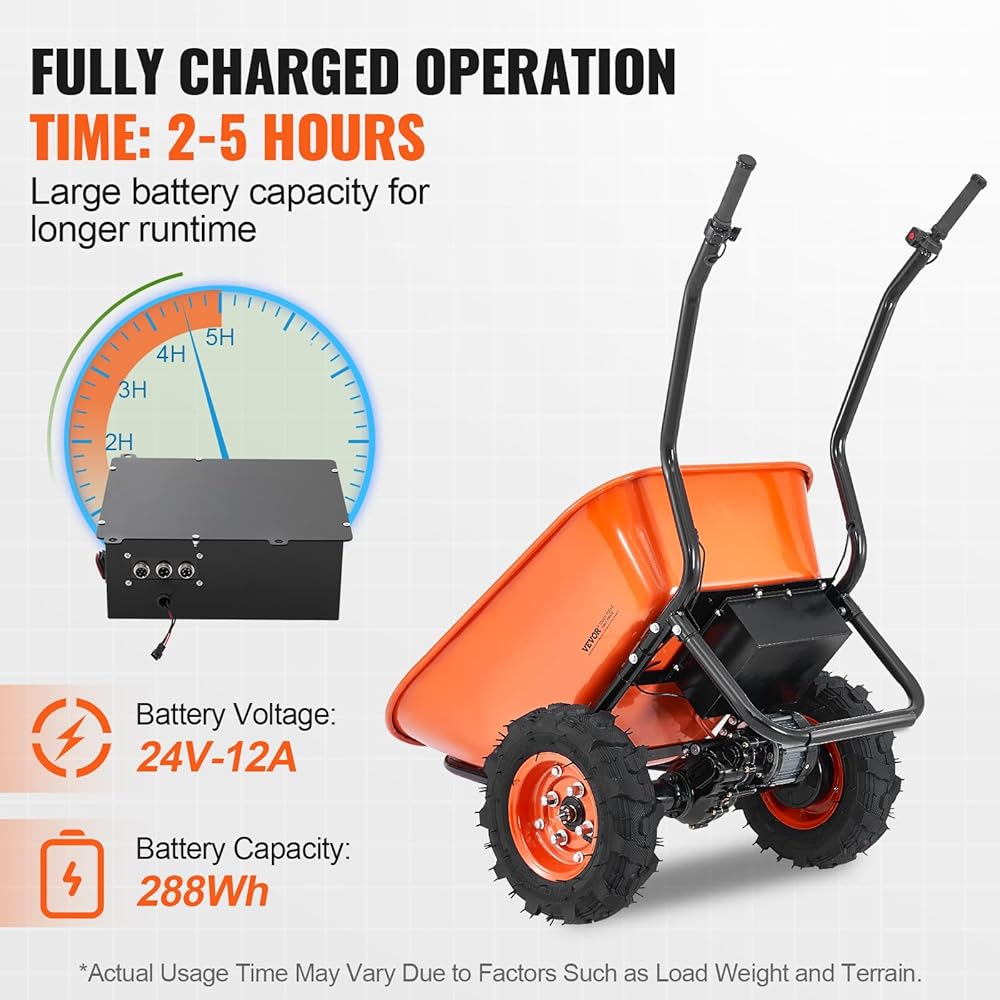 VEVOR Brouette électrique motorisée 500W 2 roues