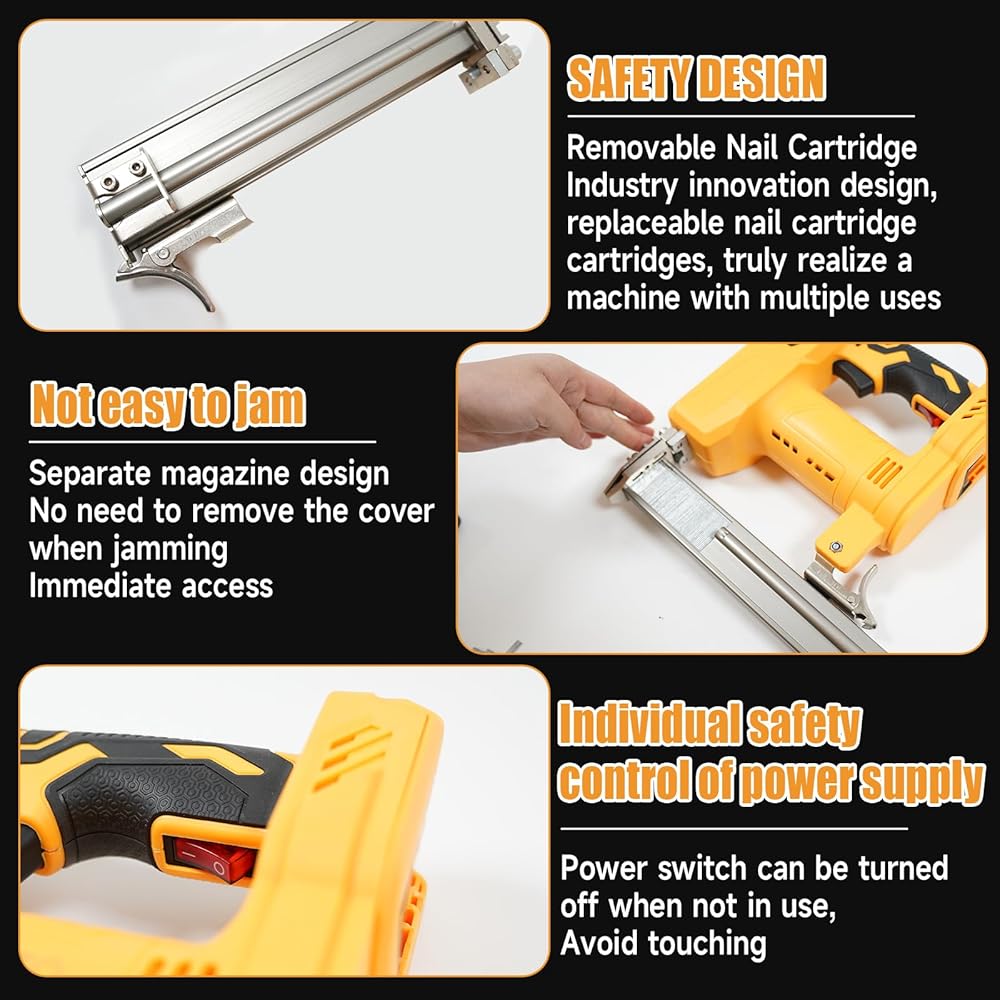 18GA Pistolet à clouer sans fil pour Dewalt 20 V batterie, agrafeuse électrique 2 en 1 avec 1000 clous et 500 agrafes pour menuiserie en bois : Bricolage