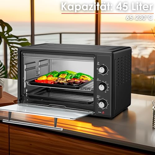 Mini four 45L chaleur tournante avec tournebroche 1800W