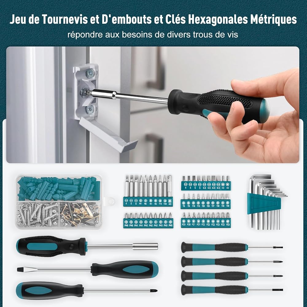 Sundpey Boite a Outils Complete 281 pièces - Caisse a outil pour Hommes et Femmes Malette Outils Complet Avec Ensemble de Clés à Douille Ensemble de Tournevis Clé Hexagonale Métrique Pinces : Bricolage