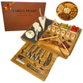 Farell Home® – Plateau a Fromage & Charcuterie en Bois d'Acacia - Planche Complet pour l’Apéro – Couverts, Ardoise et Ramequin – Coffret Dégustation – Idée Cadeau. (Rectangulaire) : Cuisine et Maison