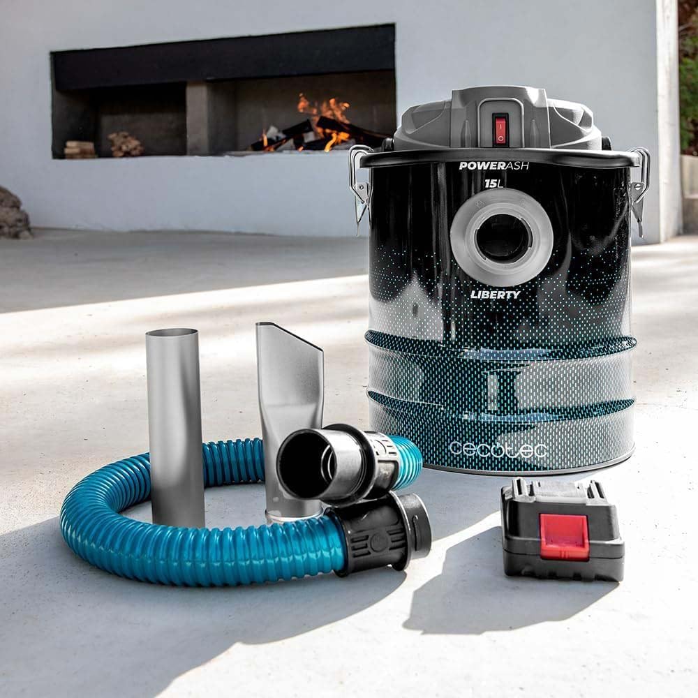 Cecotec Aspirateur à Cendres de 15 litres Conga Ash 7000 Liberty. 120W de Puissance, Grande Autonomie grâce à sa Batterie 18V, Filtre avec Maille métallique, Finitions en Acier Inoxydable : Cuisine et Maison