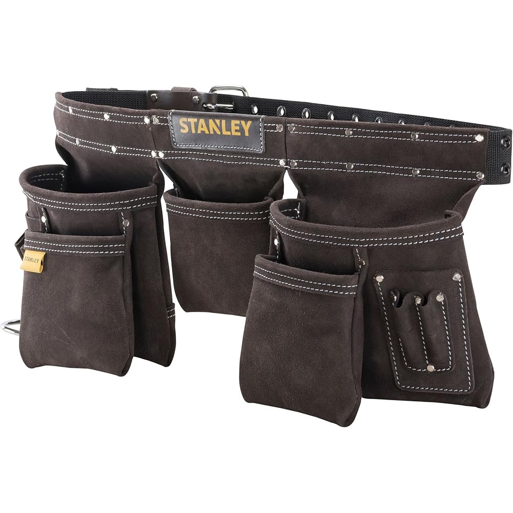 STANLEY Porte Outils Double Ceinture - Nombreuses Poches - Cuir de Qualité Supérieure - Dimensions 145 x 9 x 26 cm & FATMAX Cisaille Aviation Tête Droite Acier Forgé Chromé Double Action de Pivot : Bricolage