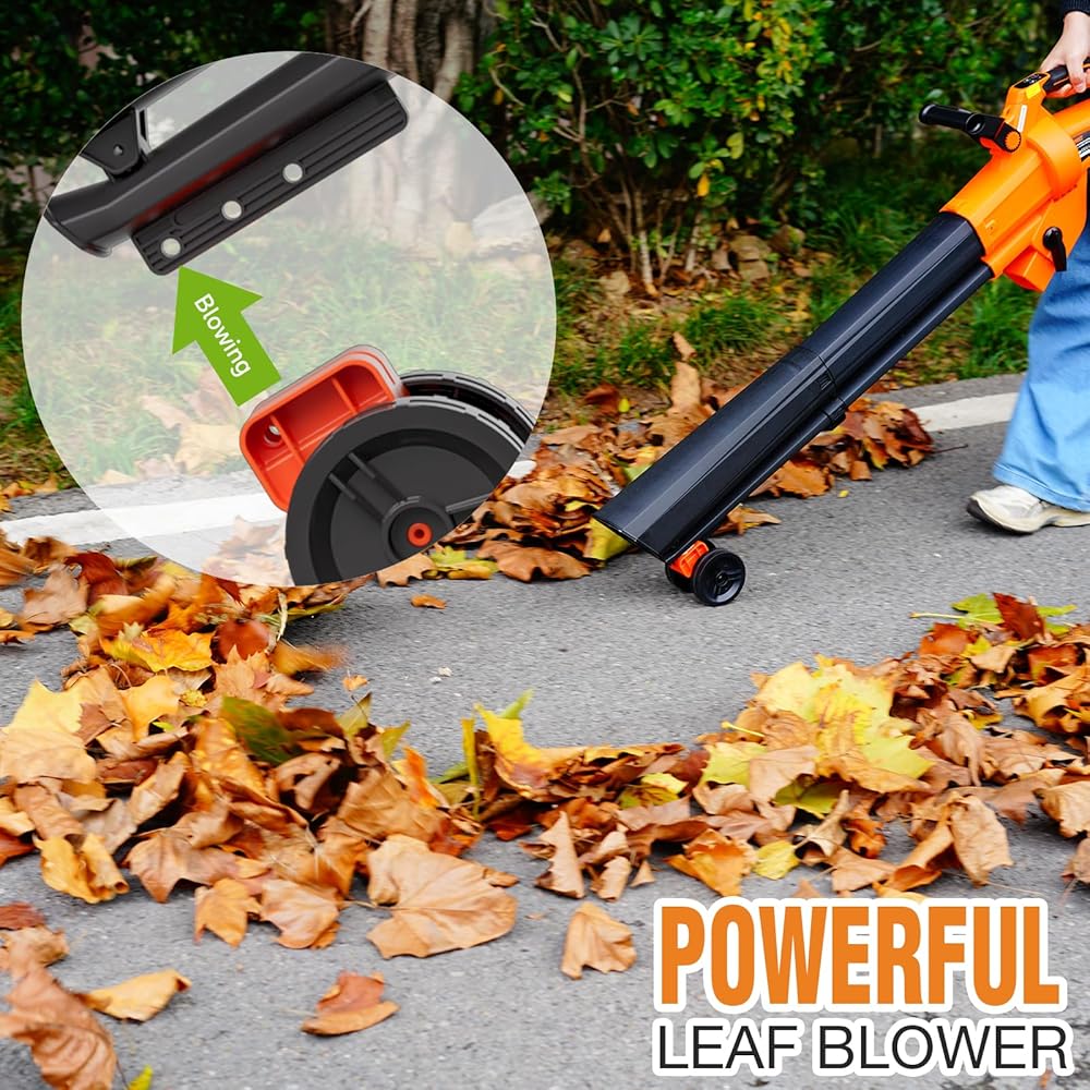 AIVOLT Souffleur de Feuilles sans Fil 3 en 1 Aspirateur Broyeur de Feuilles Mortes avec 2 x 20V 4.0Ah Batterie, Bandoulière, Sac de 40L et 2 Chargeurs pour Jardin Extérieur : Jardin