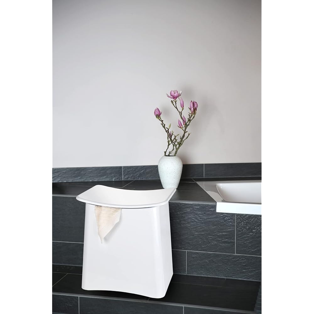 WENKO Tabouret de Salle de Bain Panier à Linge 33L Blanc