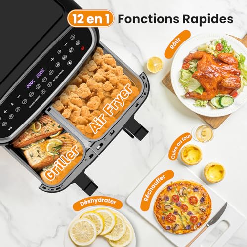 Friteuse sans huile double panier Air Fryer 10L