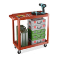 Relaxdays Chariot d'atelier, 2 Niveaux, Charge maximale : env. 100 kg, H x L x P : 76 x 78 x 35 cm, Rouge : Bricolage