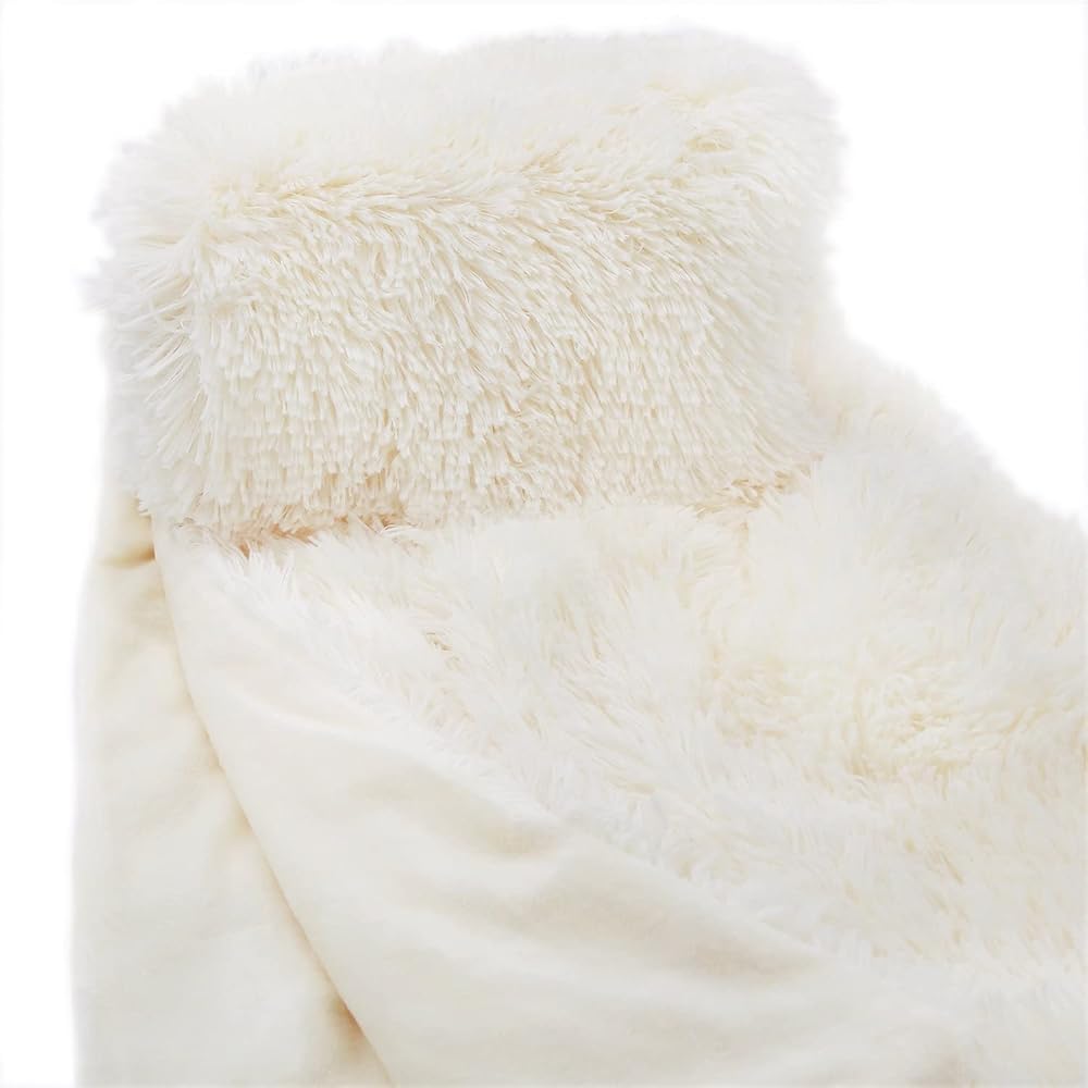 TIDWIACE Plaid douillet blanc crème - 200 x 220 cm - Super chaude - Qualité supérieure - Doux et confortable - Couverture de canapé - Couverture polaire - Couvre-lit pour lit, canapé, chambre à : Cuisine et Maison