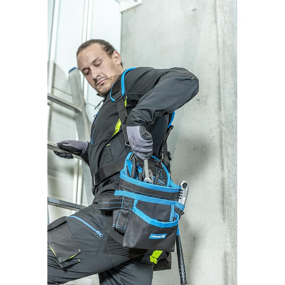 Högert Technik - Ceinture de travail avec bretelles | Ceinture à outils pour homme, ceinture de travail avec sangle à bretelles, sac à outils avec ceinture réglable, sac banane : Bricolage