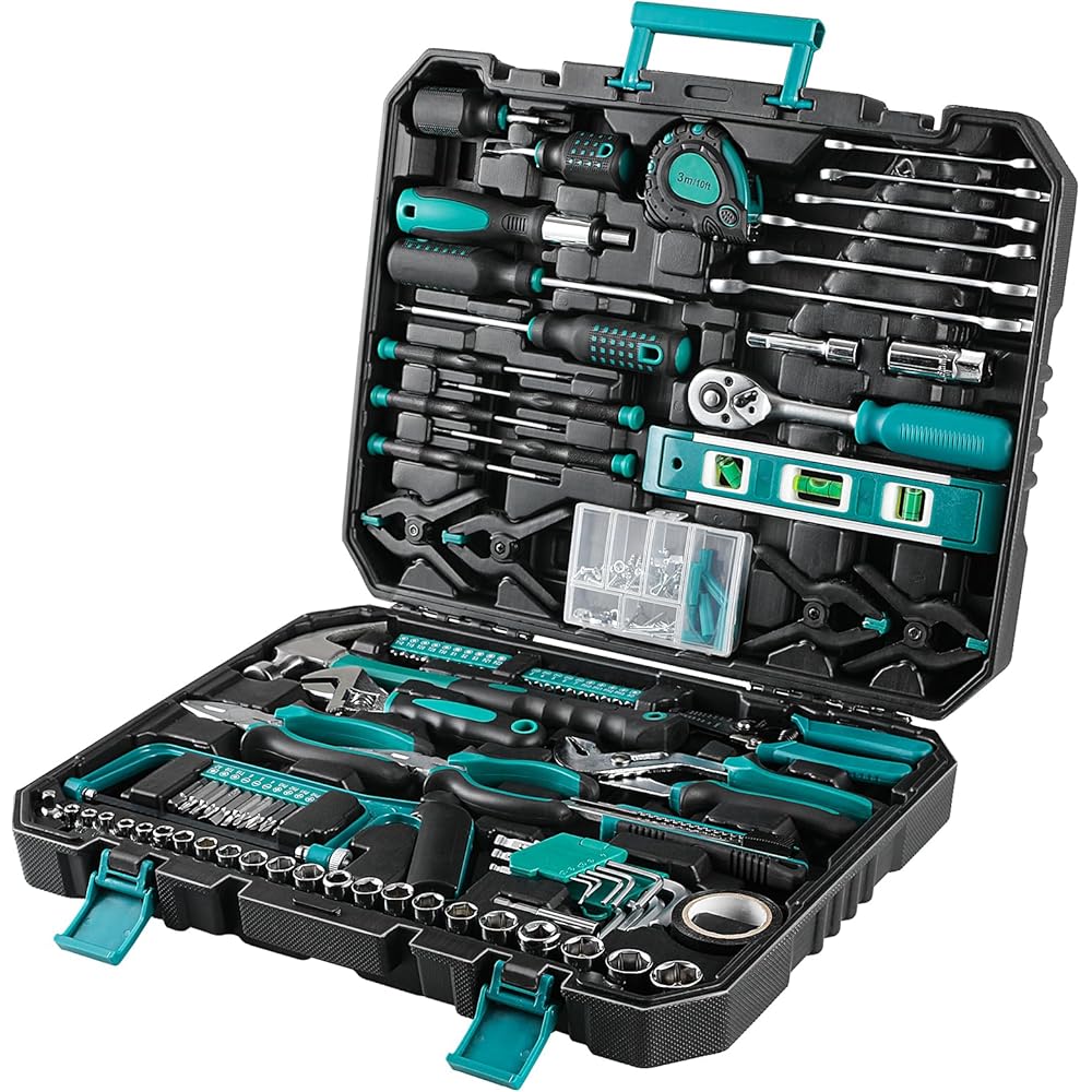 Caisse Outils Complete 198 Pièces, Boîte à Outils de 198 Pièces, jeu d'outils à Main, jeu de Tournevis avec Clé à Cliquet, Boîte à Outils pour la Maison, Réparation Automobile, Boîte à Outils Portable : Bricolage
