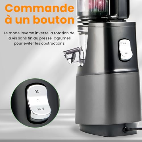 Extracteur de jus lent 2L, goulotte 13.5cm, noir
