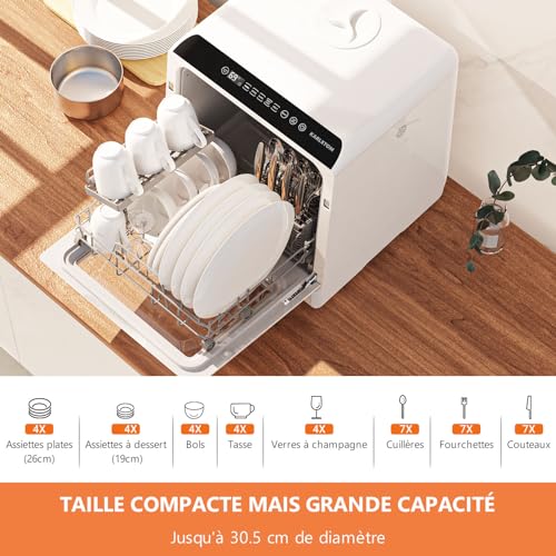 Karlxtom Lave-vaisselle de table compact 6 programmes