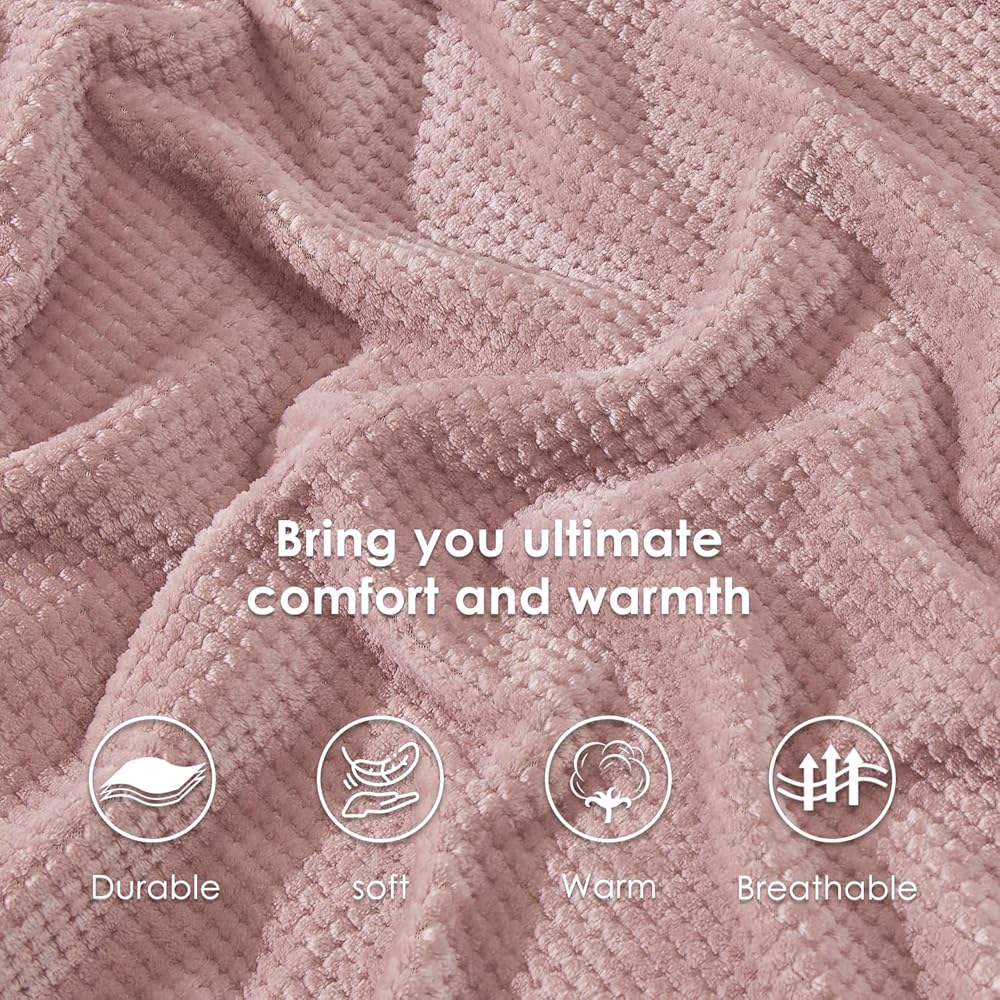 SOCHOW Plaid Canape Couverture Polaire, Couverture Duveteuse Super Douce Chaude, Légère, Couverture en Peluche Souple Réversible pour Lit Sofa Canapé-lit Gris Rose 220 x 240 cm : Cuisine et Maison