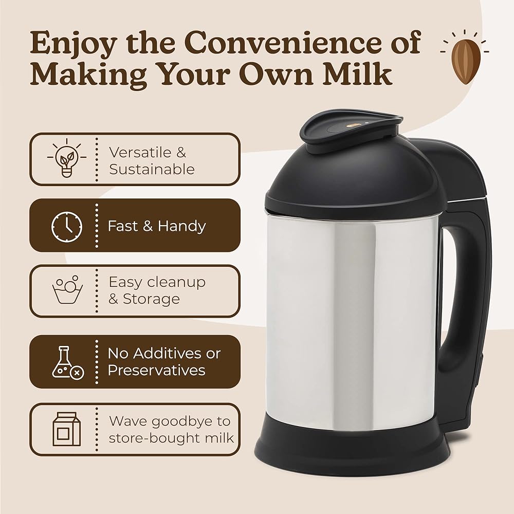 Almond Cow Machine à lait, machine à lait à base de plantes pour lait d'amande fait maison sans produits laitiers, lait de soja, lait d'avoine, lait de noix de coco, fait 5 à 6 tasses par lot, 220 V : Cuisine et Maison