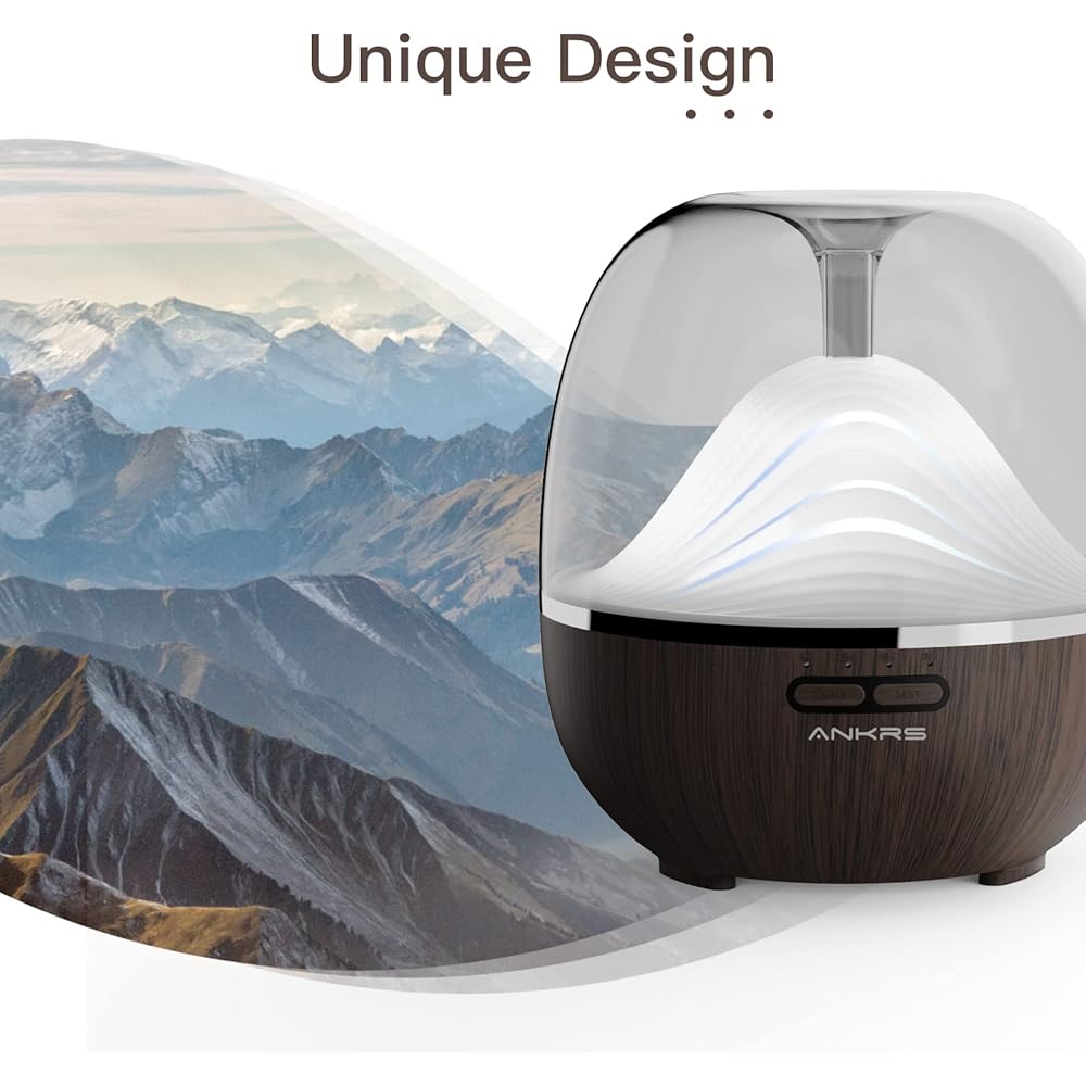 Ankrs Diffuseur d'Huiles Essentielles WiFi, 600ml Humidificateur d'air Compatible avec Alexa/Google Home, Diffuseur Électrique Connecté avec RGB Colorées, Timer et Contrôle à Distance sur l’APP : Hygiène et Santé