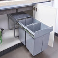 [en.casa] Poubelle Encastrable sur Rails Coulissants pour Cuisine Système de Tri sous Évier avec 2 Bacs de 20 litres Plastique Acier 48 x 34 x 42 cm Gris : Cuisine et Maison