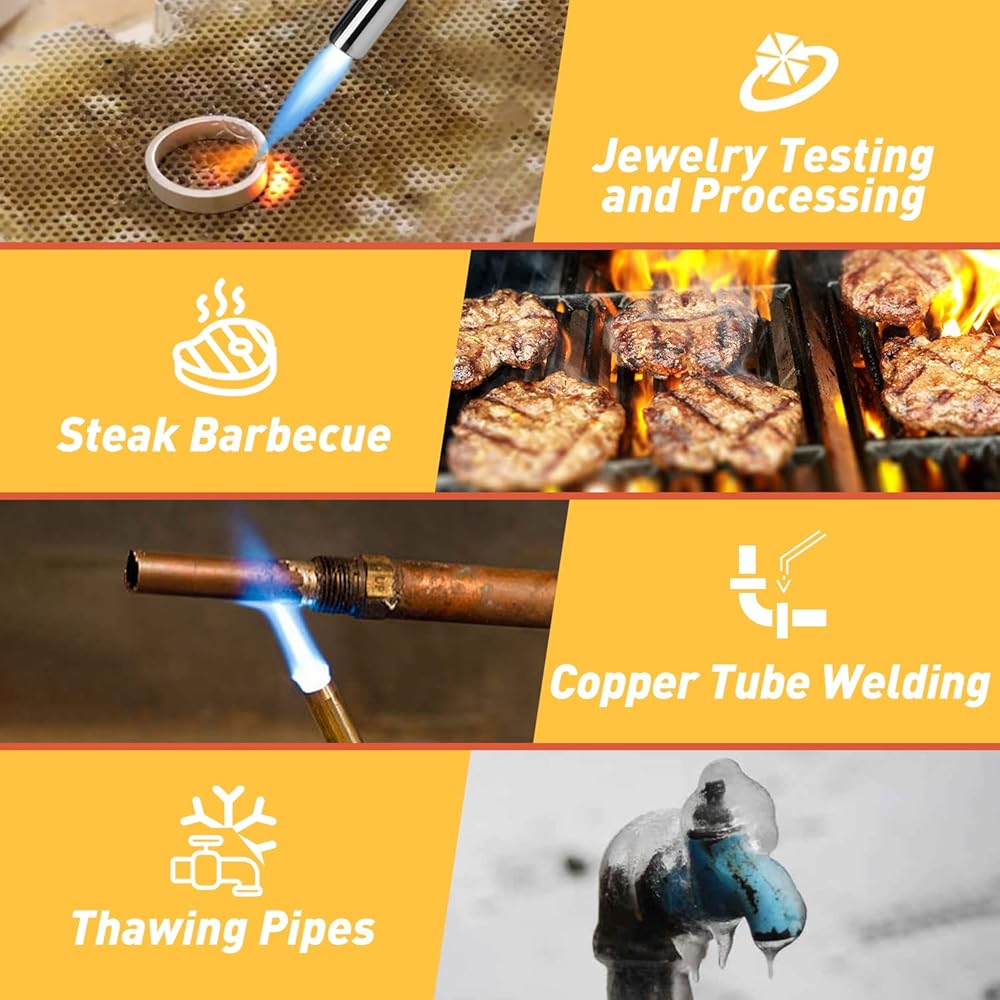KOMAN Tête de torche au propane, déclencheur haute intensité, kit de chalumeau à gaz avec auto-allumage, torche de soudage par MAPP, MAP/Pro, tête de torche à gaz Mapp, chalumeau de soufflage, pour : Bricolage