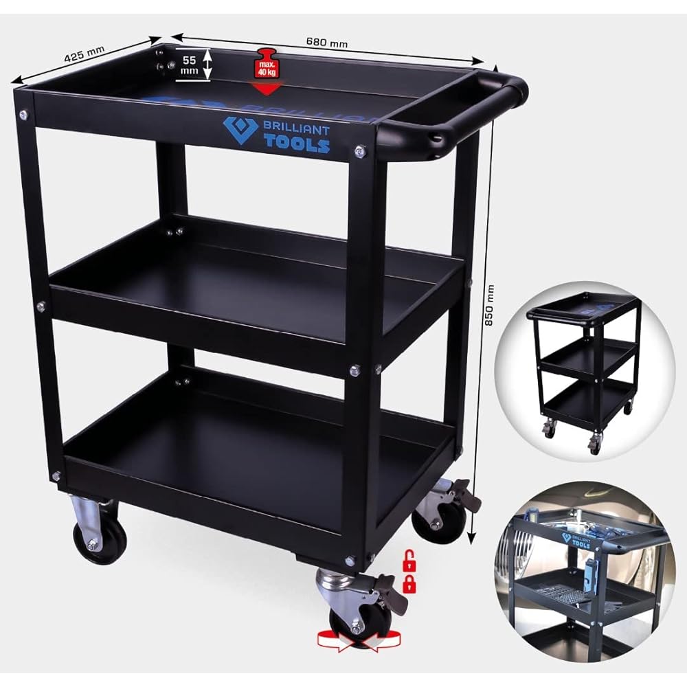BRILLIANT TOOLS Chariot d'atelier Bleu/Noir : Sports et Loisirs