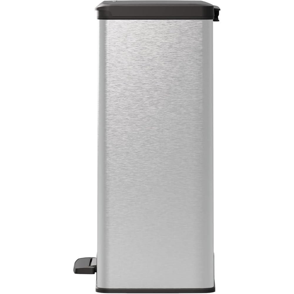 CURVER Poubelle Deco Rectangle 65L, Gris Métallisé, pour Cuisine, Buanderie, Garage, 486x284x615 mm, PP 100% recyclé, packaging renforcé : Cuisine et Maison