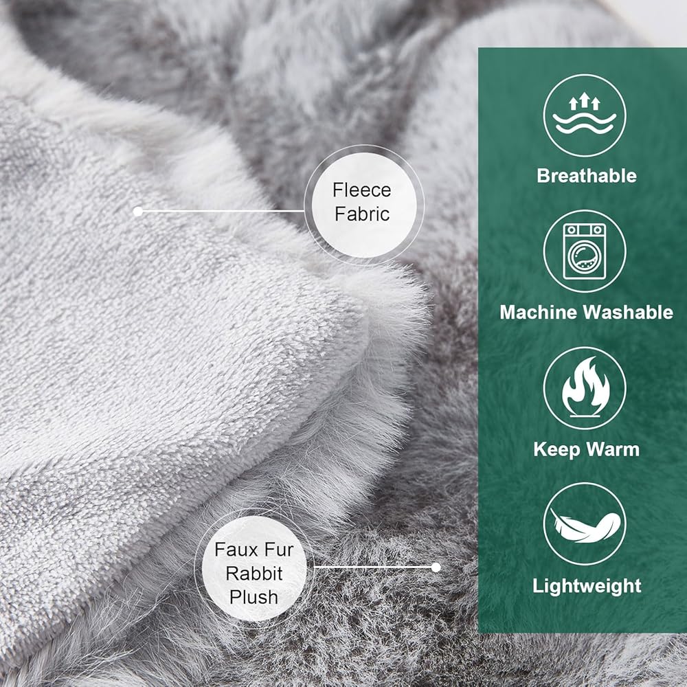 Couverture en Peluche pour Le canapé - Couverture en Fausse Fourrure de Lapin Super Douce, couvertures Mignonnes pour Les Femmes, couvertures légères et Chaudes pour Le lit, canapé, Sofa (Gris Clair) : Cuisine et Maison