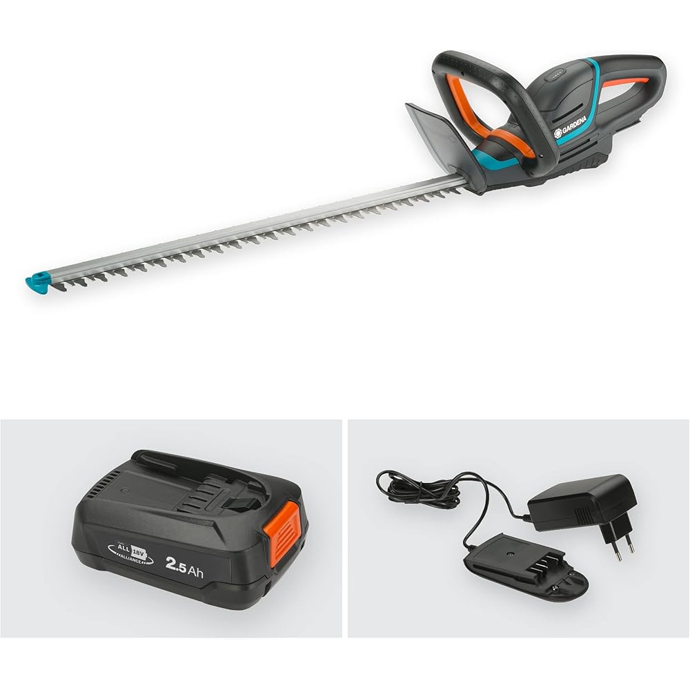 Set taille-haies sans fil ComfortCut 60 18 V P4A Gardena, i : taille-haies ac poignée ergon.; butée d’arrêt, faible poids pr meilleure manipulation, ac batterie 18 V P4A (14731-20) : Jardin