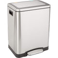 Amazon Basics Poubelle 30 L avec deux compartiments et pédale en tube d'acier - fermeture amortie avec couvercle, pour cuisine, salle de bain ou bureau, rectangulaire, satinée, en acier inoxydable : Cuisine et Maison