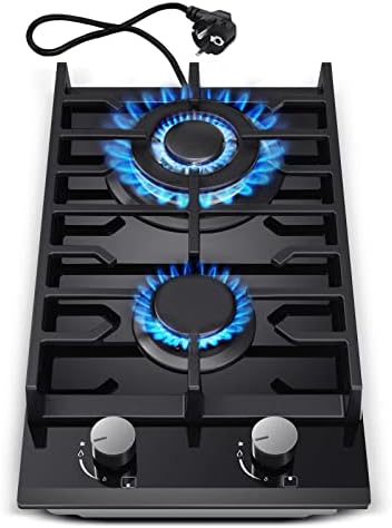 TopStrong Plaque de cuisson gaz 4 feux verre noir