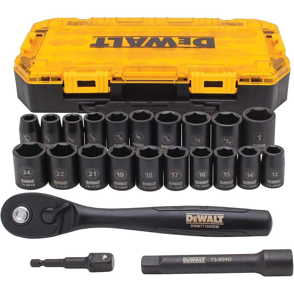 DEWALT DWMT74739 Coffret de douilles à choc 1/2" 23 pièces : Bricolage